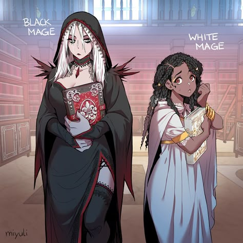 Morgana And Oz, White Mage, Black Mage, Comics Anime, Dnd Art, Dnd Characters, Fantasy Artwork, Character Portraits, Dark Fantasy Art