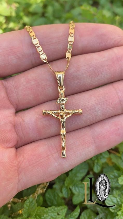 Crucifix Charm Pendant 33x18mm • Cross Necklace Diamond Cut Gold Design • Mens Womens Fine Jewelry • Cadena de Cruz • INRI Gold Necklace by LupitaLuxe on Etsy Crucifix Jewelry, Gold Design, Chain Styles, Charm Pendant, Cross Necklace, Diamond Necklace, Diamond Cuts, Necklace Etsy, Gold Necklace