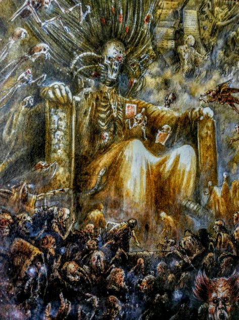 The decaying yet still alive Emperor of mankind God Emperor Of Mankind, Warhammer 40k Emperor, Emperor Of Mankind, God Emperor, Arte Pulp, Warhammer 40k Art, Warhammer Art, Warhammer 40k Artwork, Warhammer Fantasy