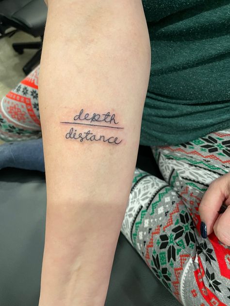 Depth over distance tattoo ben howard meaningful Depth Over Distance Tattoo, Ben Howard Tattoo, Depth Tattoo, Distance Tattoos, Ben Howard, Tatting, Tattoos, Music, Quick Saves