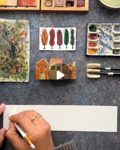 Watercolor Miniatures, Watercolor Houses, Miniature Watercolor, Miniatures Tutorials, Which One Are You, Watercolor Art, Art Design, Miniatures, On Instagram