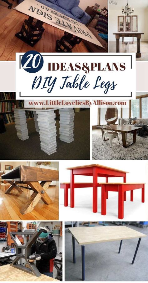 20 DIY Table Legs Plans: Do It Yourself Easily Diy Furniture Legs Ideas, Build Table, Pub Height Table, Reclaimed Wood Table Top, Upcycle Table, Diy Table Legs, Made Coffee Table, Diy Console Table, Wood Table Diy