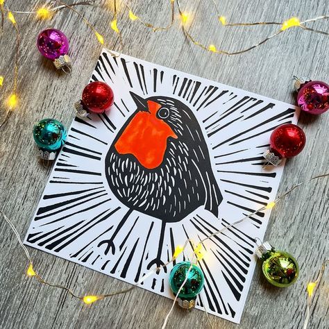 Lino Print Christmas, Robin Christmas, Print Christmas Card, Linocut Printmaking, Lino Art, Christmas Card Art, Lino Cut, Linocut Art, Christmas Decorations Rustic