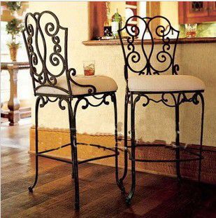 Wrought Iron Bar Stools, Home Office Furniture Design, Iron Chairs, Iron Bar Stools, Wrought Iron Chairs, Wrought Iron Furniture, Wrought Iron Decor, Furniture Design Chair, Iron Chair