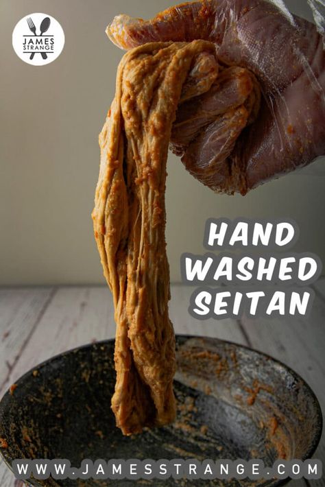 How to hand wash flour to make seitan. #seitan Make Seitan, How To Make Seitan, Vegan Meat Recipe, Seitan Recipes, Vital Wheat Gluten, Vegan Sausage, Meat Substitutes, Wheat Gluten, Seitan