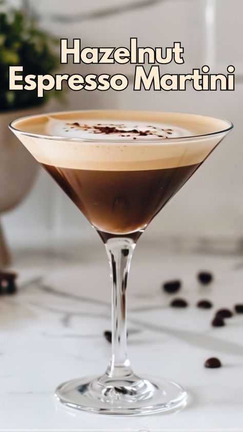 Hazelnut Espresso Martini, Hazelnut Liquor Cocktails, Hazelnut Martini, Martini Variations, Espresso Cocktails, Esspresso Martini, Classic Vodka Cocktails, Vodka Cocktails Easy, Simple Syrup Cocktails