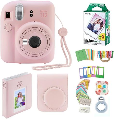 Bubbly ‘inflatable’ design. Simply twist to turn on and off. Perfectly positioned selfie mirror. Close-up mode with adjustable viewfinder. Automatic exposure and flash control. Five second high-speed printing. High quality credit card-sized film prints. Available in Pastel Blue, Mint Green, Blossom Pink, Lilac Purple and Clay White. Take Instant Photos – Uses Fujifilm INSTAX Mini Instant color film – sold separately (5.3cm x 8.4cm). Instax Mini 12, Camera Sticker, Instax Mini Camera, Pink Camera, Instax Film, Instax Camera, Purple Cases, Instant Film Camera, Perfect Selfie