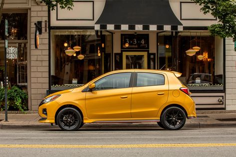 2021 Mitsubishi Mirage Arrives Looking Better Than Ever. With a new set of Sparco wheels. Subcompact Cars, Good Looking Cars, Mitsubishi Mirage, Chevrolet Spark, Mitsubishi Motors, Compact Cars, Hybrid Car, Hyundai Accent, Cheap Cars