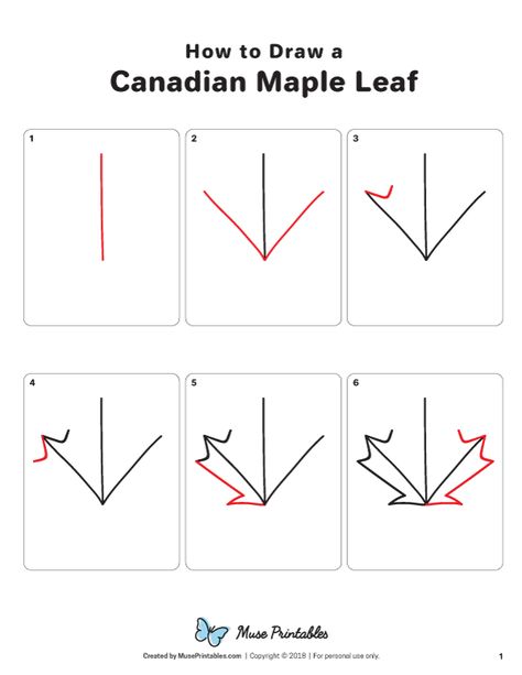 Learn how to draw a Canadian maple leaf step by step. Download a printable version of this tutorial at https://museprintables.com/download/how-to-draw/how-to-draw-a-canadian-maple-leaf/ Draw Maple Leaf Easy, Canadian Maple Leaf Drawing, How To Draw A Maple Leaf Step By Step, Simple Maple Leaf Drawing, How To Draw A Maple Leaf, How To Draw A Leaf Step By Step, Canada Flag Art, How To Draw A Leaf, Maple Leaf Doodle