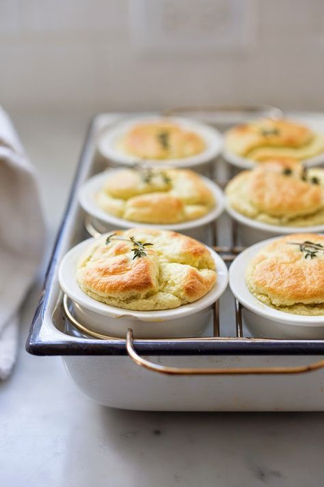 Artichoke Souffle with Goat Cheese and Thyme- a savory and delicious spring appetizer. Tarts Savory, Feasting At Home, Christmas Meals, Elegant Appetizers, Enjoy Your Meal, Keto Food, Spring Recipes, Betty Crocker, Yummy Appetizers