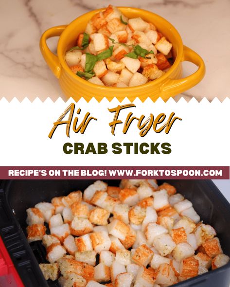 Air Fryer Crab Sticks - Fork To Spoon Air Fryer Fish Bites, Healthy Food Ideas Air Fryer, Air Fried Crab Bites, Recipes With Crab Sticks, Air Fryer Crab Bites, Crab Sticks Recipe Ideas, Crab Air Fryer Recipes, Crab In Air Fryer, Imation Crab Recipes Air Fryer