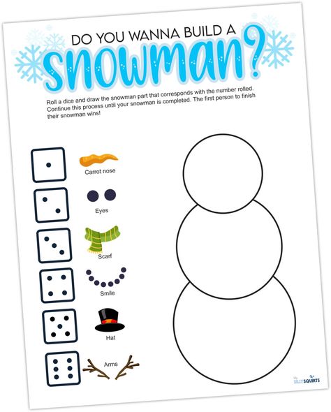 Play the Build A Snowman game at your next holiday party - My Silly Squirts