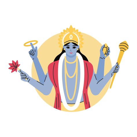 indian god lord vishnu. ethnic deity of Hinduism mythology. vector illustration design Vishnu Illustration, Gods Illustration, Indian God, Lord Photo, Lord Vishnu, Cityscape Photos, Logo Banners, Indian Gods, Vector Illustration Design