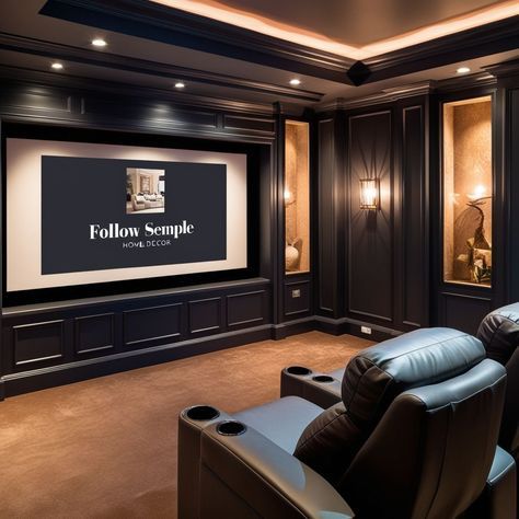 Small Home Theater Ideas, Small Home Theatre, Theatre Room Seating, French House Interior, Black Home Theater, Home Cinema Room Ideas, Small Theatre Room, Home Theatre Design, Small Home Theater