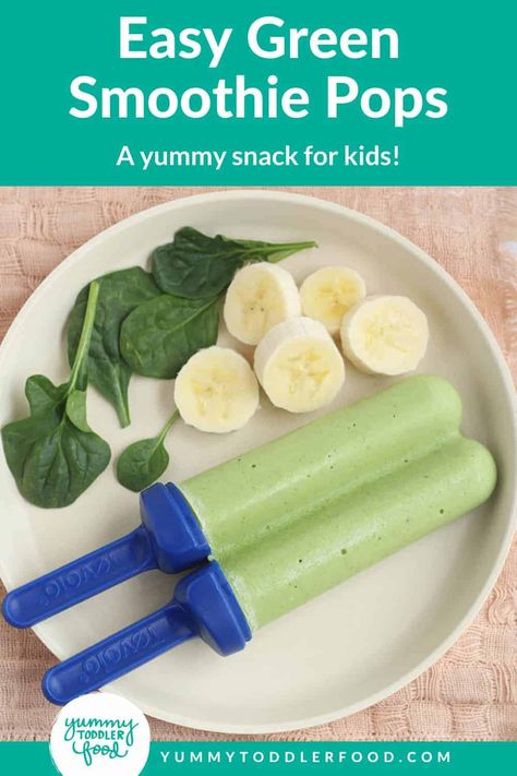 These Green Smoothie Popsicles are a favorite toddler snack all year long in our house. They're super yummy and packed with nutrients—and are a great way to use up leftover smoothie or share smoothies with kids who don't like them the regular way! Oakie Doke, Kid Friendly Smoothies, Freezer Pops, Frozen Pops, Smoothie Pops, Dude Food, Smoothie Popsicles, Toddler Snack, Toddler Foods