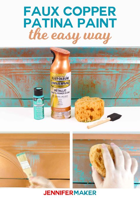 DIY Faux Copper Patina Paint Made the Easy Way #spraypaint #copper #planter #paintingtechnique #homedecor #diy Copper Patina Paint, Patina Diy, Copper Spray Paint, Patina Paint, Patina Metal, Copper Paint, Copper Decor, Aged Copper, Copper Diy