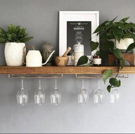 Floating Shelves Pantry, Dining Room Floating Shelves, Shelves Design Ideas, Bracket Shelves, Shelves Pantry, Shelf Designs, Wine Glass Shelf, Kitchen Floating Shelves, Wine Glass Storage