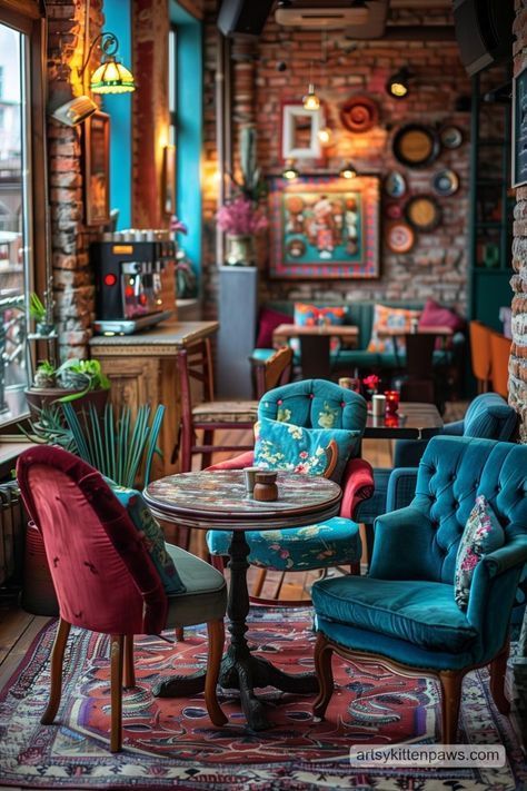 Cafe Interior Design Ideas, Colourful Cafe, Cozy Pics, Havana Restaurant, Eclectic Cafe, Cafe Corner, Photography House, European Cafe, California Life