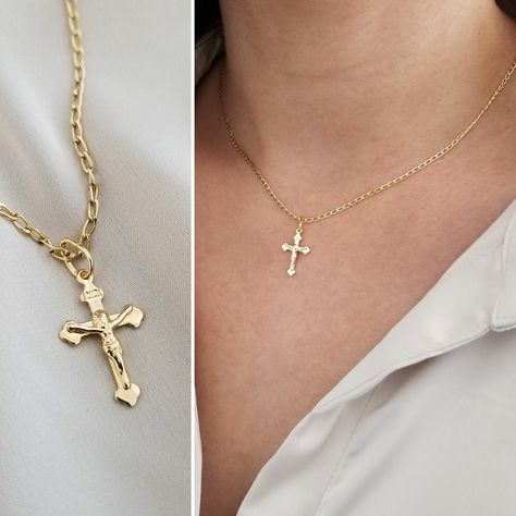 Tiny Cross Charm Necklace, Vintage Cross, Cross Necklace, Gold Cross Necklace, 18kt Gold Cross Necklace, dainty charm necklace #GoldCrossNecklace #TinyCrossNecklace #GiftsForGirlfriend #SmallCharmNecklace #CrucifixNecklace #CharmNecklaces #DaintyCross #LayeringNecklace #CrossNecklace #LayeringCross Gold Crucifix Necklace, Cross Necklace Gold, Tiny Cross Necklace, Cross Charm Necklace, Birthday Necklace Gift, Mens Cross Necklace, Crucifix Necklace, Cross Gift, Tiny Cross