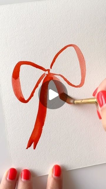 How To Paint Bows, How To Paint A Bow, Bow Trend, Watercolor Bow, Calligraphy Name, Christmas Letter, Diy Watercolor Painting, Holiday Bows, Calligraphy Lettering