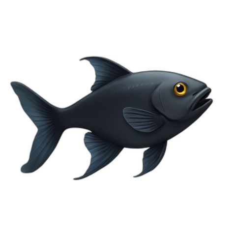 AI emoji generated from the prompt: Black fish Fish Emoji, Emoji Generator, Fish Illustration, Neon Blue, Fish, Neon