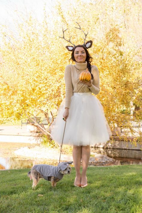 11 Modest Animal Costumes For Women - Cleo Madison Animal Costumes Women, Woodland Animal Costumes, Bambi Costume, Deer Costumes, Deer Halloween Costumes, Karneval Diy, Reindeer Costume, Diy Couples Costumes, Animal Halloween Costumes