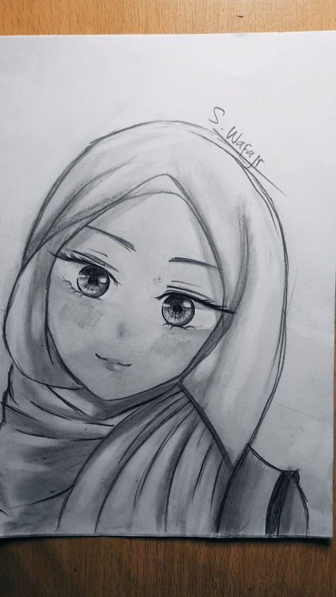 Menggambar anime hijab untuk pemula Hijab Girl Drawing, Girl Pencil Sketch, Anime Drawings For Beginners, Anime Hijab, Hijab Drawing, Disney Drawings Sketches, Indie Drawings, Cute Sketches, Anime Muslim