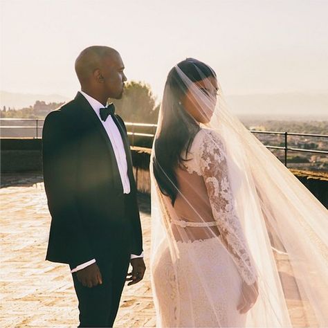 Take a Stunning New Look at the Kimye Wedding- HarpersBAZAAR.com Kimye Wedding, Kanye West Wedding, Celebrity Wedding Hair, Jamie Hince, Kardashian Wedding, Kim Kardashian Wedding, Kim Kardashian Kanye West, Celebrity Bride, Kim And Kanye