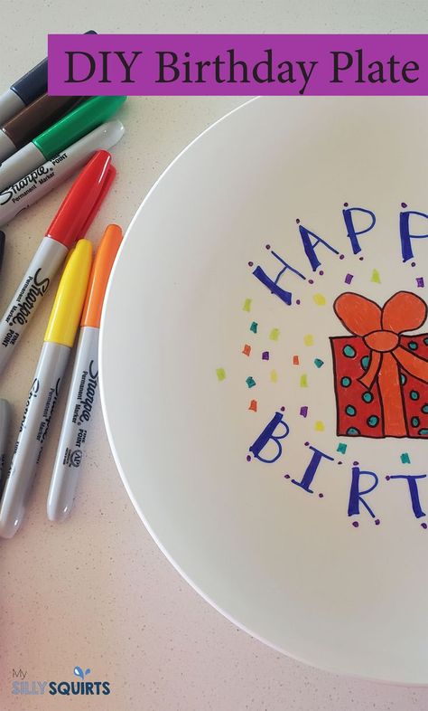 If you want to start an easy birthday tradition in your home, start by making a cute birthday plate in three easy steps. These plates can be used and re-used for every special birthday boy and girl on their special day each year. Plus, it's unique and made with love so everyone in the family will love it even more. Check out how to make it in three easy steps. Birthday Plates Diy, Bday Party Boy, Traditions To Start, Baby Art Projects, Birthday Traditions, Twins 1st Birthdays, Birthday Decorations Kids, Boy Diy, Easy Birthday