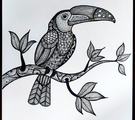 Birds Mandala Art, Illustration Beginner, Bird Zentangle, Zentangle Birds, Toucan Drawing, Lovely Sketches, Art Syllabus, Drawing Zentangle, Animal Mandala