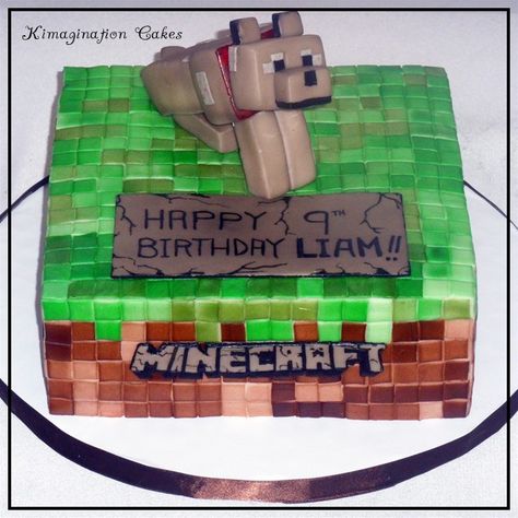 Wolf Minecraft Cake - 8" white cake, vanilla icing. Minecraft Wolf Cake, Wolf Party, Minecraft Cakes, Diy Minecraft Birthday Party, Wolf Cake, Minecraft Wolf, Minecraft Birthday Cake, Boy Cakes, 39th Birthday