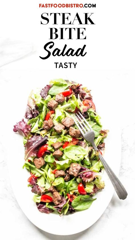 Steak Bite Salad Recipe Healthy Steak Salad, Easy Steak Salad, Salad Dinners, Salad With Steak, Steak Ideas, Ultimate Salad, How To Make Steak, Steak Salad Recipe, Healthy Steak