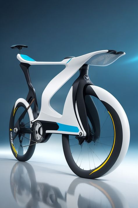 Futuristic bicycle concept design with advanced aerodynamic features. Futuristic Bicycle, Bicycle Advertising, Hover Bike, Modern Bicycle, Bike Bmw, Recumbent Bicycle, Plane Design, New Bicycle, Power Bike