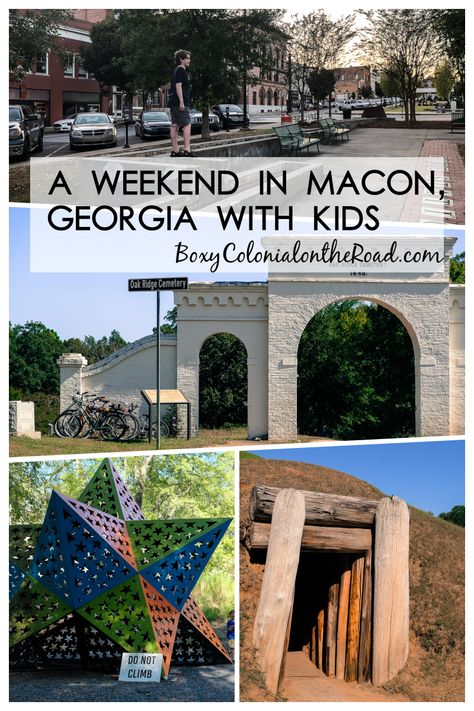 A weekend in Macon, Georgia with kids and teens: Ocmulgee mounds, Museum of Arts and Science, Rose Hill Cemetery Weekend Family Getaways, Arts And Science, Visit Georgia, Macon Georgia, Georgia Vacation, American Cemetery, Georgia Travel, Rose Hill, Hill Park