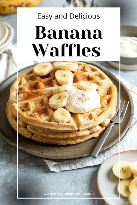 These soft and fluffy banana waffles are an easy recipe for over ripe bananas that kids love! Banana Waffles 3 Ingredient, Banana Waffles Easy, Banana Waffles Healthy, Banana Waffle Recipe, Over Ripe Bananas, Brown Bananas, Easy Waffle Recipe, Healthy Waffles, Banana Waffles