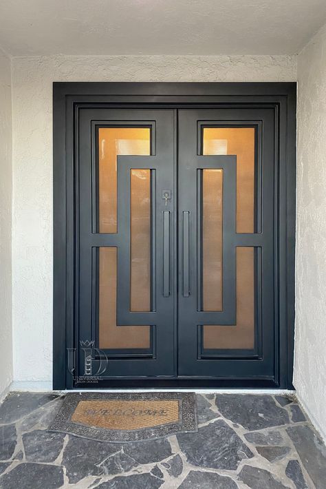 #1 Quality, Largest Inventory, and Over 1500 Iron Doors Ready to Ship Make a lasting impression from the first step. . .⁠ .⁠ 💡 About this design: Oslo Double Entry Iron Door ⁠ ☎️ 877-205-9418⁠ 🌐 www.iwantthatdoor.com⁠ .⁠ .⁠ .⁠ #maindoordesign #iwantthatdoor #customdoorpanels #maindoorcollection #doordesign #customdoorsign #doordecoration #entrydoor #maindoor #customdoor #door #irondoors Steel Double Door Design Front Entry, Steel Double Door Design, Iron Door Design Front Entry, Door Design Front Entry, Steel Double Doors, Double Front Entry Doors, Entry Door Designs, Front Entry Door, Double Door Entrance