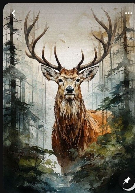 Painting Animals, Inspirational Canvas Art, Deer Tattoo, Deer Painting, Bird Drawing, Deer Art, Cow Art, Forest Wall Art, A Deer