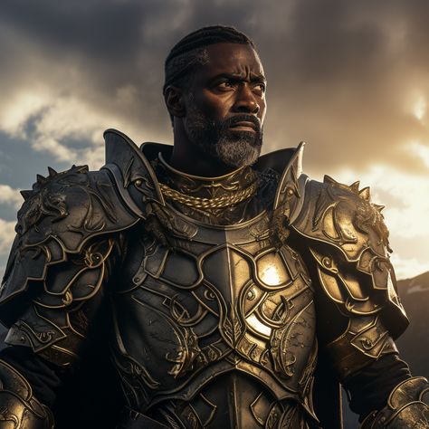 Black Man Warrior Art, Oath Of Vengeance Paladin Aesthetic, Black Warrior Male, Black Paladin, Planes Characters, Old Warrior, Black Royalty, African Royalty, Character Inspiration Male