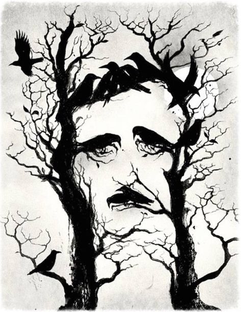 10 Striking Portraits of Edgar Allan Poe Edgar Allen Poe Art, Poe Tattoo, Edgar Allan Poe Art, Edgar Allen Poe Quotes, Optical Illusion Wallpaper, Allen Poe, Edgar Allen Poe, Edgar Allan, Tree Tattoo