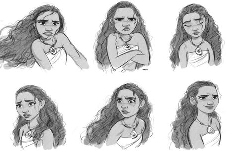 Moana Concept Art, Character Design Disney, Disney Art Style, Facial Expressions Drawing, Disney Drawings Sketches, Disney Concept Art, Disney Sketches, Drawing Expressions, Disney Princess Art