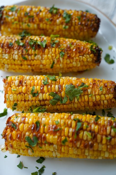 Air Fried Corn On The Cob - Asili Glam Pan Fried Corn On The Cob, Air Fryer Recipes Corn On The Cob, Airfryer Corn On The Cob, Fried Corn On The Cob Recipe, Reheat Corn On The Cob In Air Fryer, Airfry Corn On Cob, Air Fried Corn, Cajun Corn On The Cob Air Fryer, Cheesecake Factory Shrimp Scampi