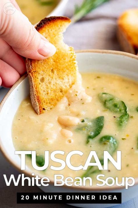 Tuscany Soup, Soup With Pancetta, Creamy White Bean Soup, Tuscan White Bean Soup, Tuscan White Bean, Tuscan Bean Soup, White Bean Soup Recipes, Bean Soup Recipes, Rosemary Garlic