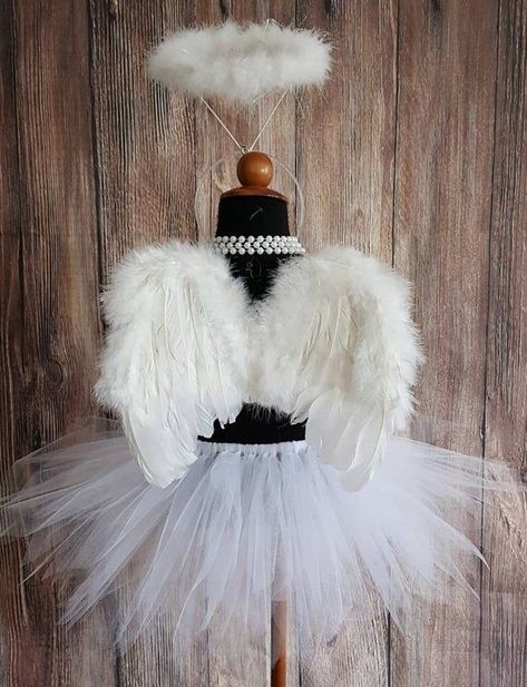 Angel Wings And Halo, Angel And Devil Costume, Wings And Halo, Angel Wings Costume, Pixie Cut Styles, Bird Costume, Bear Costume, Angel Costume, Toddler Valentines