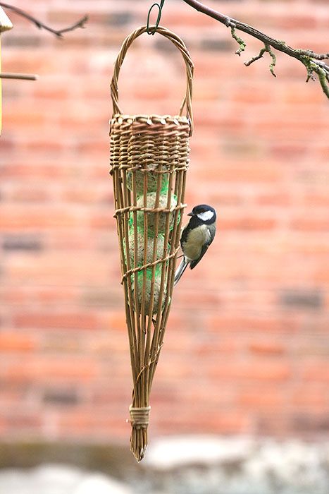 Fatball bird feeder willow craft project - As featured in book: Willow Craft 10 Bird Feeder Projects Come Intrecciare, Basket Weaving Diy, Simple Projects, Willow Weaving, Diy Weaving, Weaving Projects, Nature Crafts, Bird Feeder, Garden Crafts