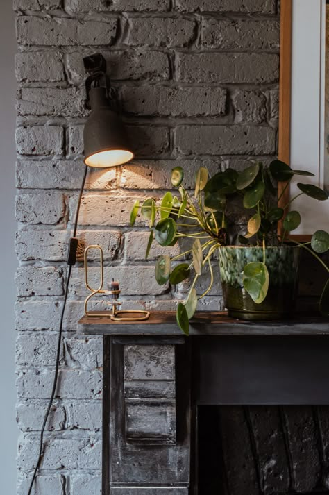 Scandi Industrial, Men's Bedroom Design, Industrial Apartment Decor, Neo Industrial, Slate Fireplace, Industrial Theme, Industrial Apartment, Wall Lights Living Room, Scandi Home