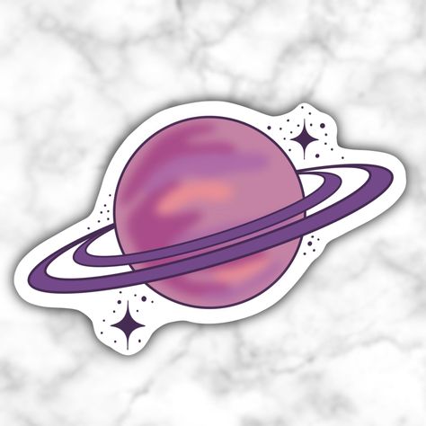 Sticker "Pink Saturn" | Y2K, 2000s, Galaxy, Cute | Y2K aesthetic sticker featuring a cute pink Saturn with stars and planets in a galaxy Planet Drawing Aesthetic, Galaxy Stickers Aesthetic, Space Stickers Planets, Cute Planet Drawings, Saturn Y2k, Saturn Drawing, Saturn Sticker, Pink Saturn, Universe Stickers