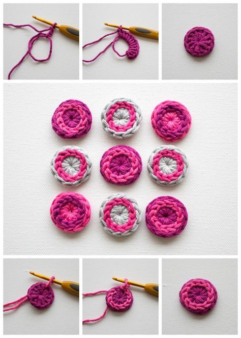 Crochet Rings, Crochet Jewelry Patterns, Crochet Earrings Pattern, Crochet Buttons, Crochet Decoration, Freeform Crochet, Crochet Flower Patterns, Button Crafts, Crochet Flower