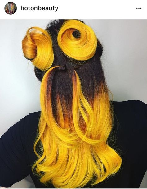 Black and yellow Yellow Hair Color, Semi Permanent Hair Dye, Crazy Color, Hair Color Crazy, Colourful Hair, Hair Color Pastel, Beautiful Hair Color, Coloured Hair, Permanent Hair Dye