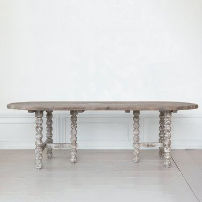 This Oval Dining Table stands out with its whitewashed finish, offering a fresh take on classic farmhouse design. Crafted from pine wood, it exudes a rustic yet refined aesthetic that complements any French country-inspired interior. The table's generous dimensions, 96.75 inches long by 37.25 inches wide by 30 inches high, accommodate large family dinners and festive gatherings, supporting up to 260 pounds. Delivered via truck ship in a knockdown format, it promises an easy setup, inviting anyon Pine Wood Dining Table, Oval Dining Room Table, Folding Coffee Table, Wood Folding Table, Plank Table, Dining Table Brown, Reclaimed Wood Table, Brick Molding, Oval Dining Table