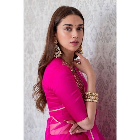 Aditi Rao Hydari, Aditi Rao, Saree Wearing, Rani Pink, Raw Mango, Gota Work, Indian Look, Indian Fashion Saree, Traditional Indian Outfits